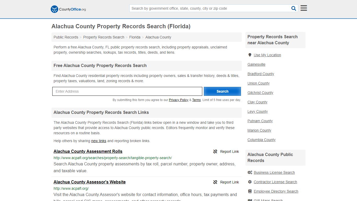 Property Records Search - Alachua County, FL (Assessments ...